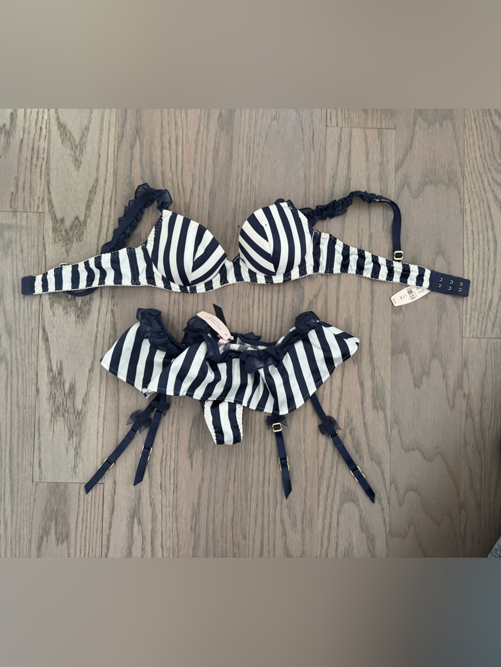NWT Victoria’s Secret Striped Navy and White Lingerie Set. - Picture 3 of 7